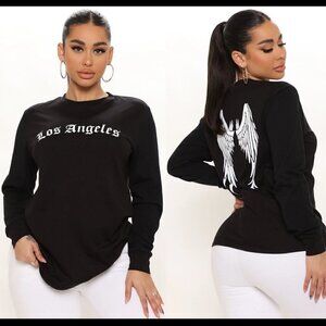 Fashion Nova True Angeleno Long Sleeve Top Black L NWT